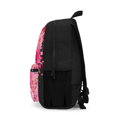 Still Healing Floral Backpack — Pink Rose Inspirational Daypack