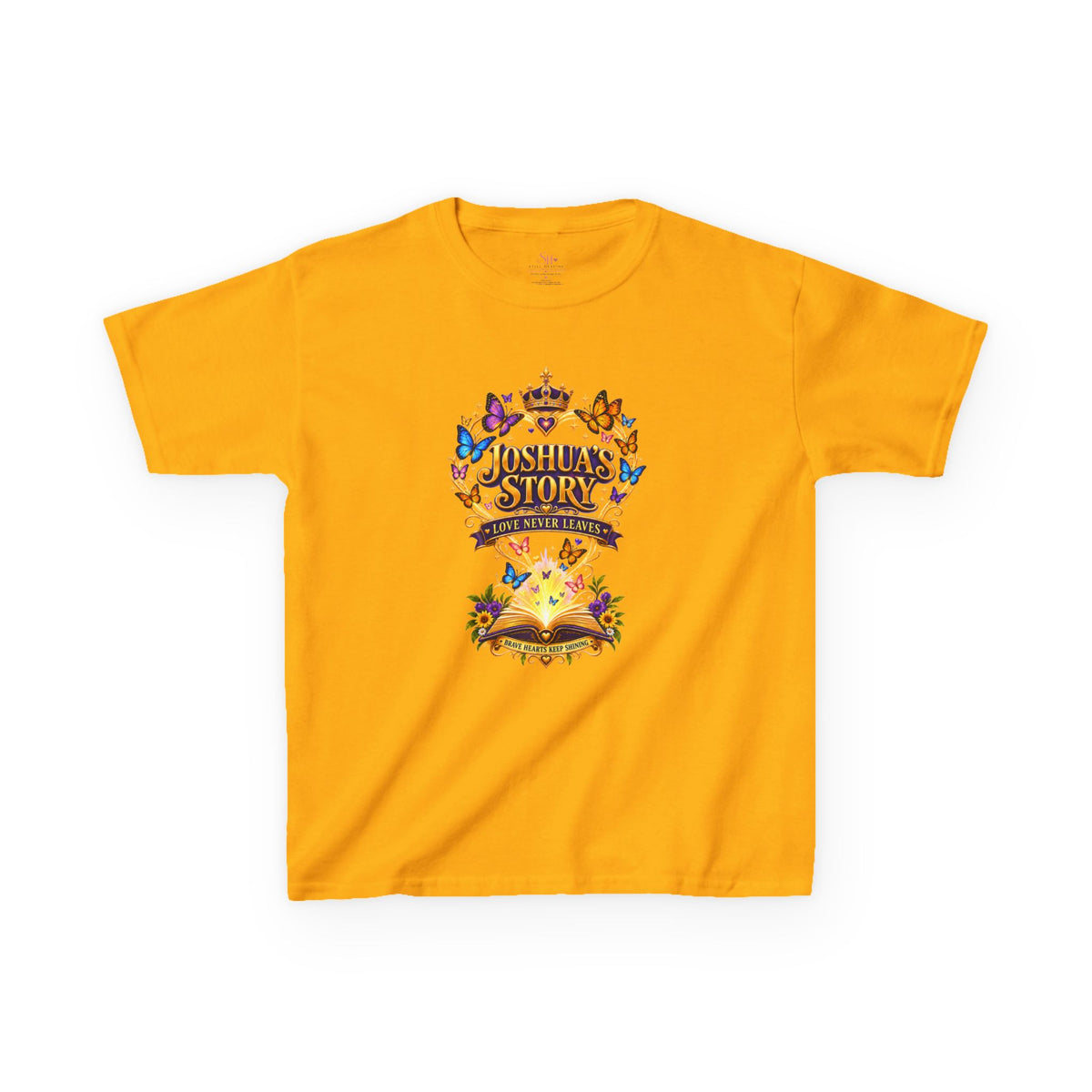 Kids T-Shirt — "Joshua's Story" Magical Book & Crown Design