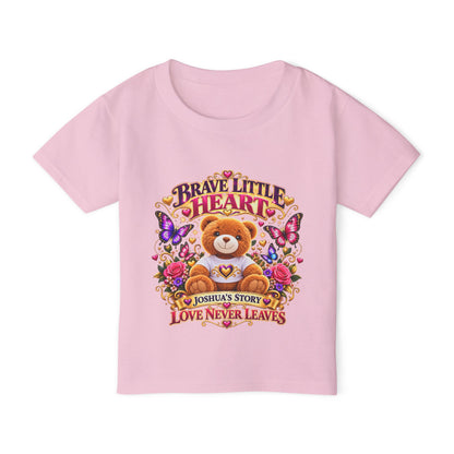 Toddler T-Shirt — "Brave Little Heart" Personalized Bear Design (Love Never Leaves)