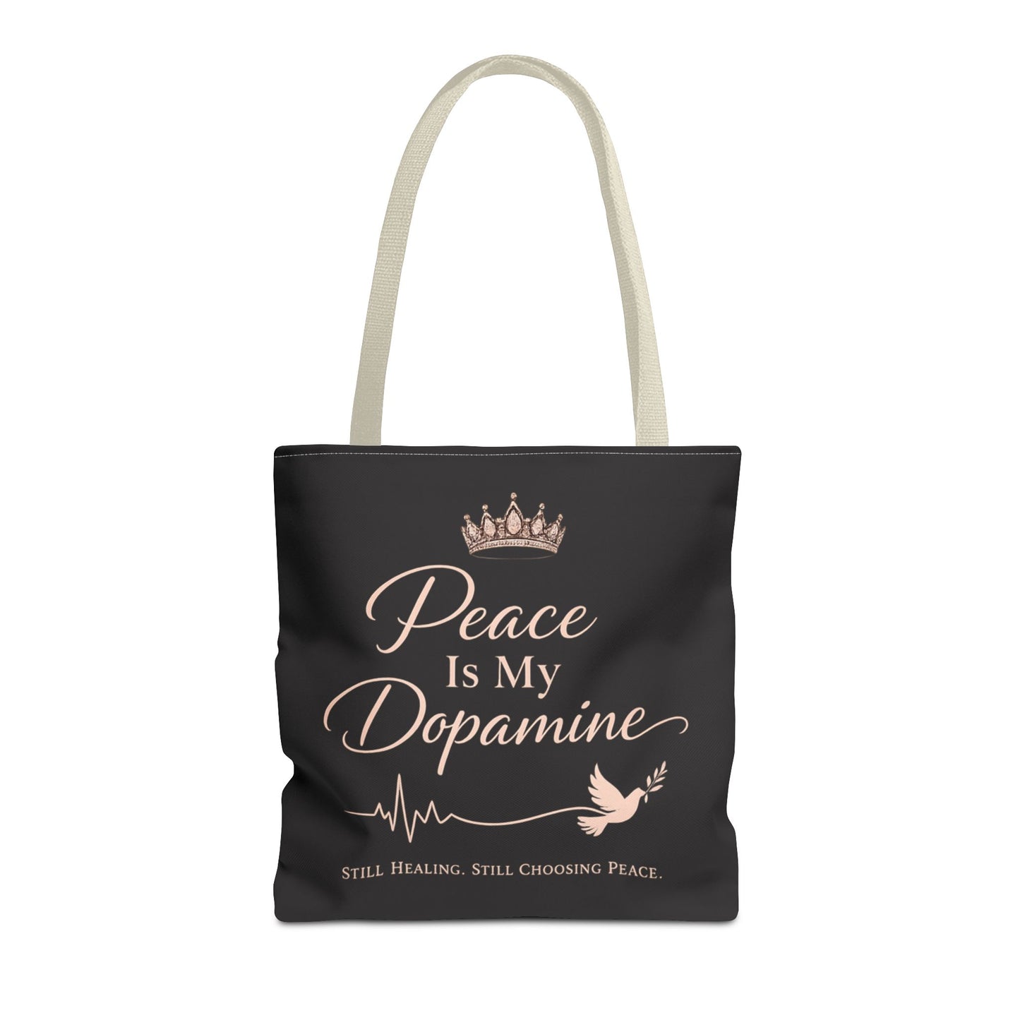 Peace Is My Dopamine Tote Bag — Inspirational Healing Canvas Tote