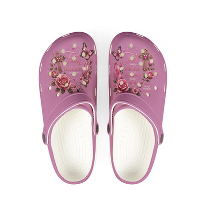 Floral Butterfly Foam Clogs — Pink EVA Garden Clogs