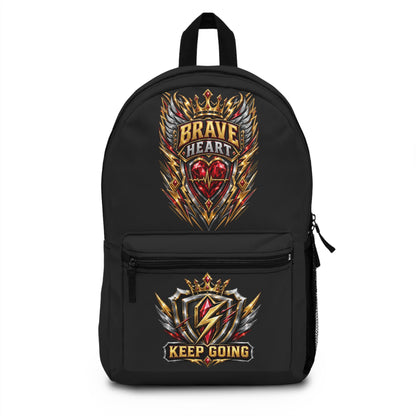 Brave Heart "Keep Going" Motivational Backpack — Inspirational School & Travel Bag