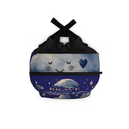 Brave Little Heart Backpack — Teddy Bear & Butterfly Kids School Bag ("Brave Strong Loved")