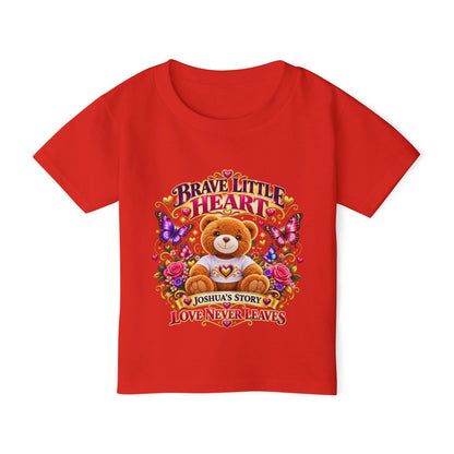 Toddler T-Shirt — "Brave Little Heart" Personalized Bear Design (Love Never Leaves)
