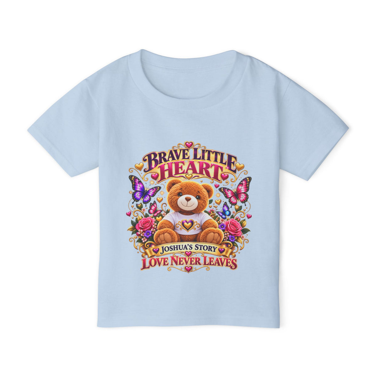 Toddler T-Shirt — "Brave Little Heart" Personalized Bear Design (Love Never Leaves)