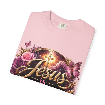 Christian T-Shirt — "Jesus is Peace" Floral Cross Tee