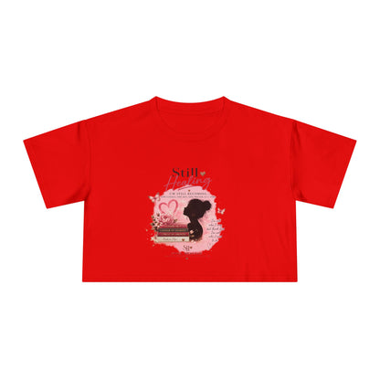 Crop Tee — 'Still Healing' Pink Floral Breast Cancer Awareness Top