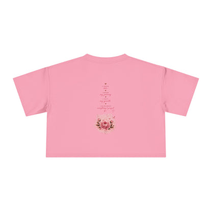 Crop Tee — 'Still Healing' Pink Floral Breast Cancer Awareness Top