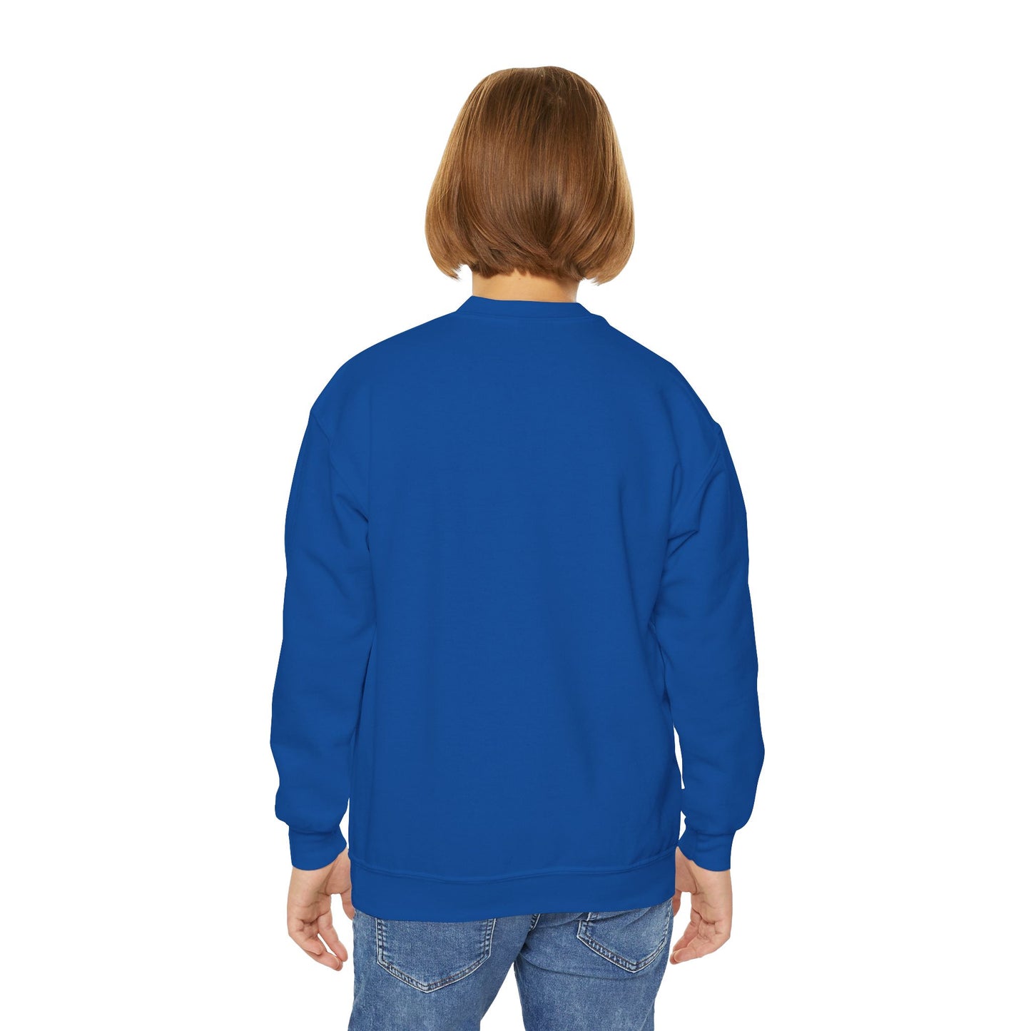 Brave Heart Club Youth Crewneck Sweatshirt — Rainbow Teddy Cancer Awareness