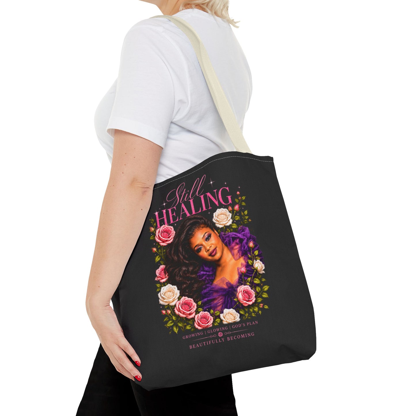 Still Healing Floral Memorial Tote Bag — Inspirational Grief Support Shopping Bag