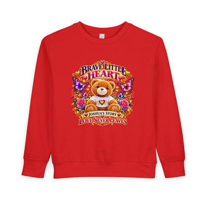 Brave Little Heart Toddler Sweatshirt – Personalized Bear & Butterflies “Love Never Leaves”