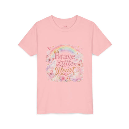 Brave Little Heart Youth Tee — Rainbow Butterflies Floral Kids Shirt