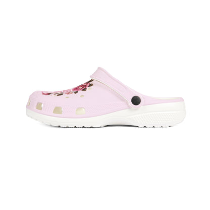 Pink Breast Cancer Survivor Clog - "I Fought I Won" Floral Ribbon EVA Shoes