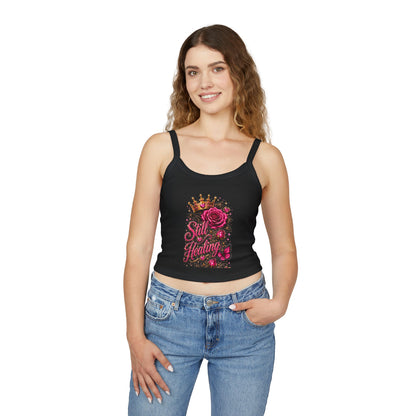 Still Healing Tank Top — Floral Crown Rose Empowerment Crop