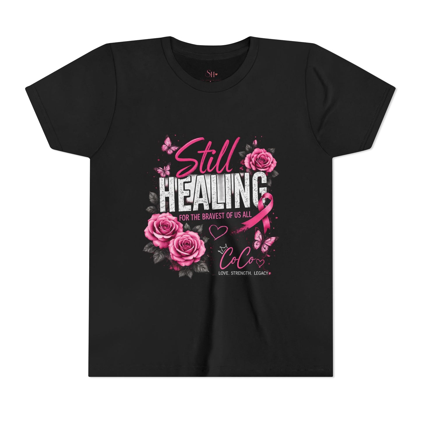 Youth Tee — "Still Healing" Memorial Shirt with Pink Ribbon & Photo Tribute