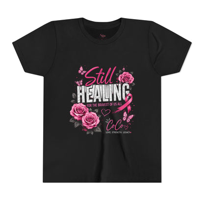 Youth Tee — "Still Healing" Memorial Shirt with Pink Ribbon & Photo Tribute