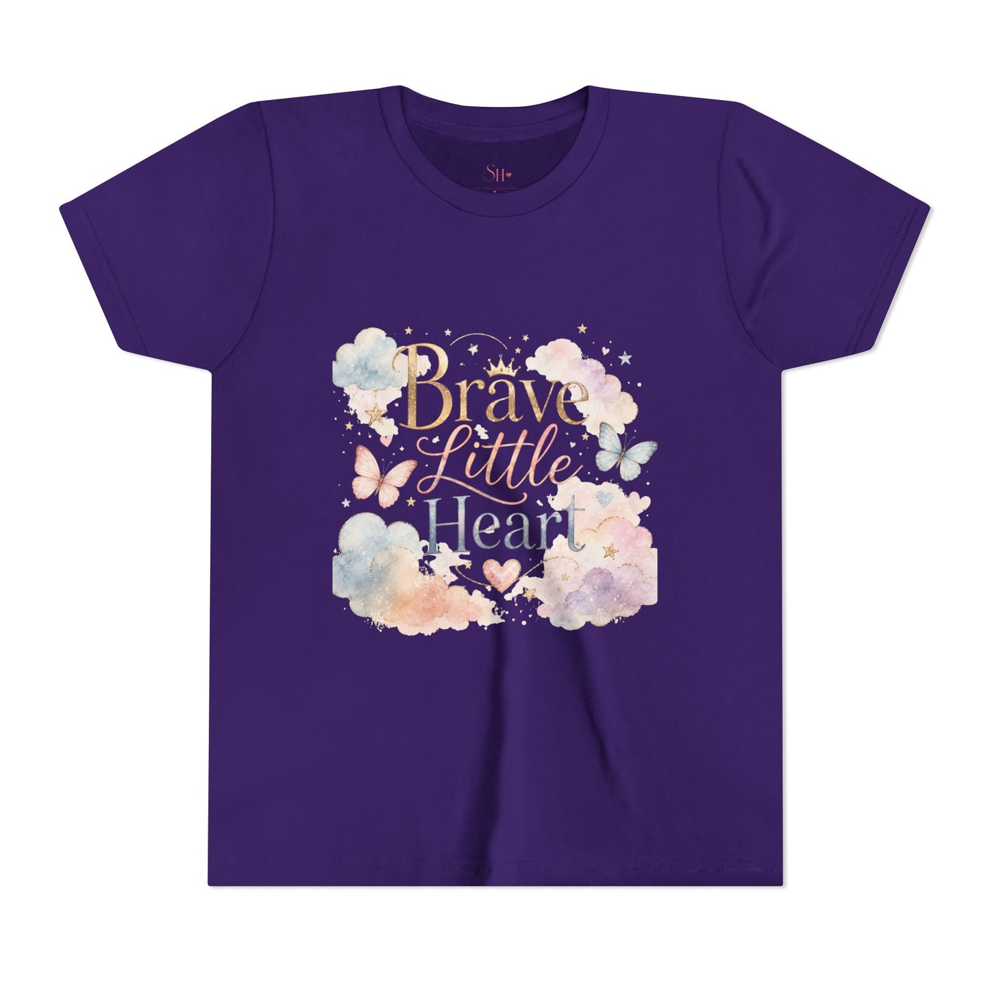 Youth Tee — "Brave Little Heart" Watercolor Butterfly Kids Shirt