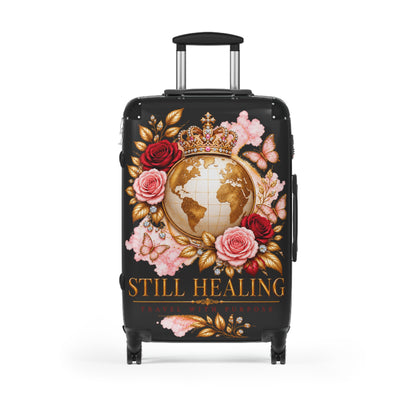 Still Healing Floral Globe Suitcase — Decorative Travel Luggage