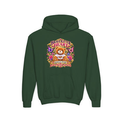 Brave Little Heart Youth Hoodie – Personalized Teddy Bear 'Love Never Leaves' Kids Sweatshirt