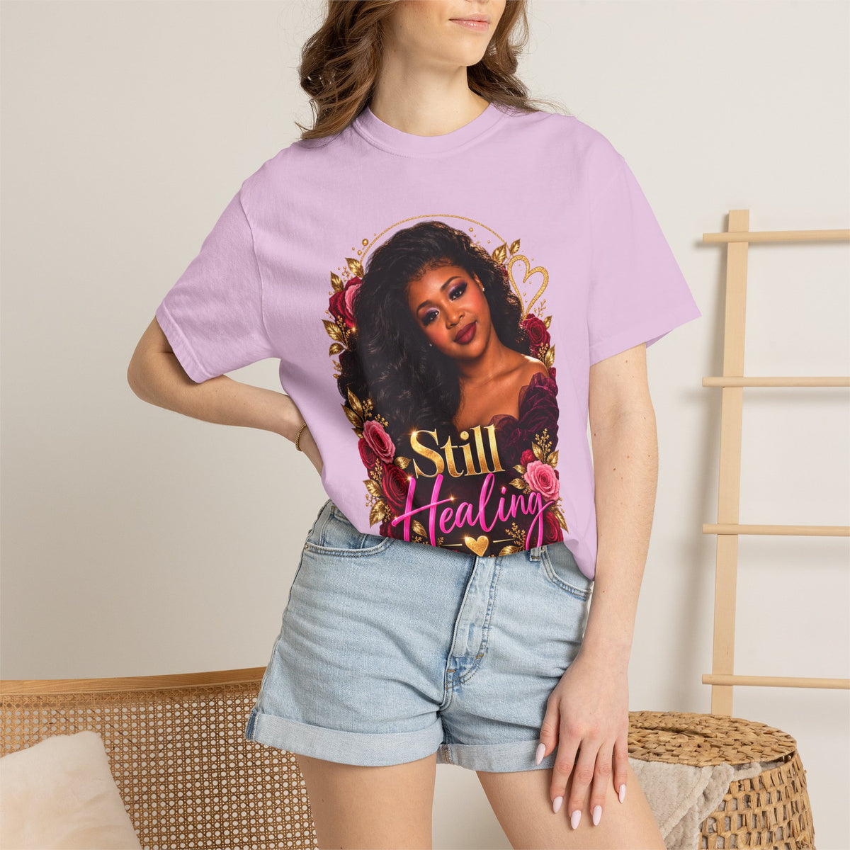 Still Healing T-Shirt — Floral Portrait Inspirational Tee
