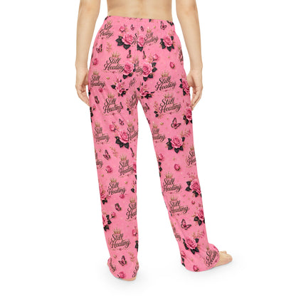 Pink Floral "Still Healing" Women's Pajama Pants — Cozy Lounge Sleepwear