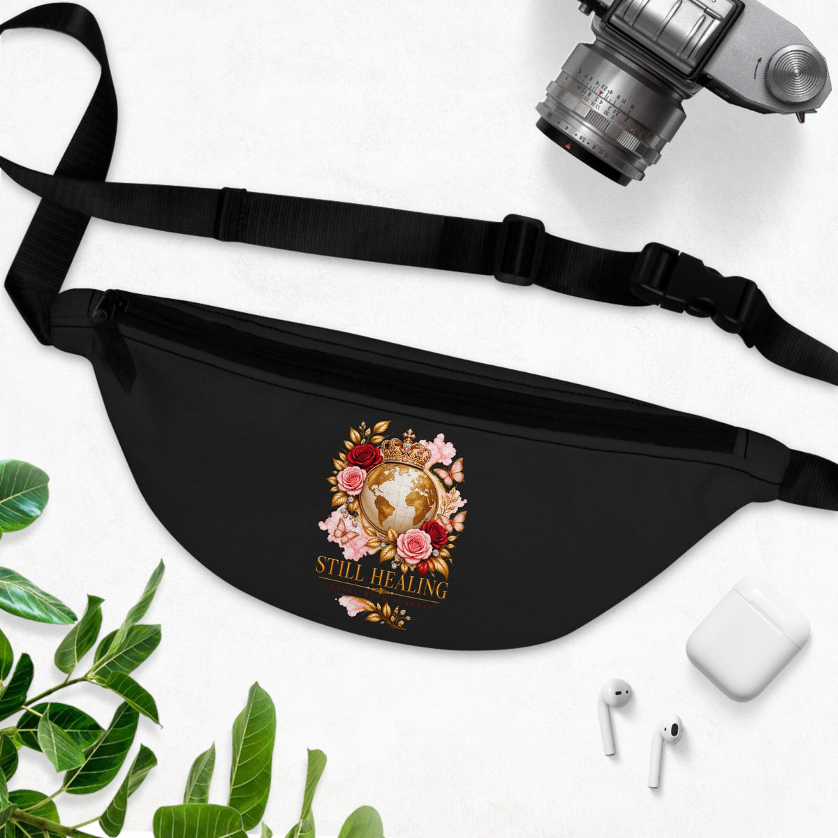 Still Healing Floral Skull Fanny Pack