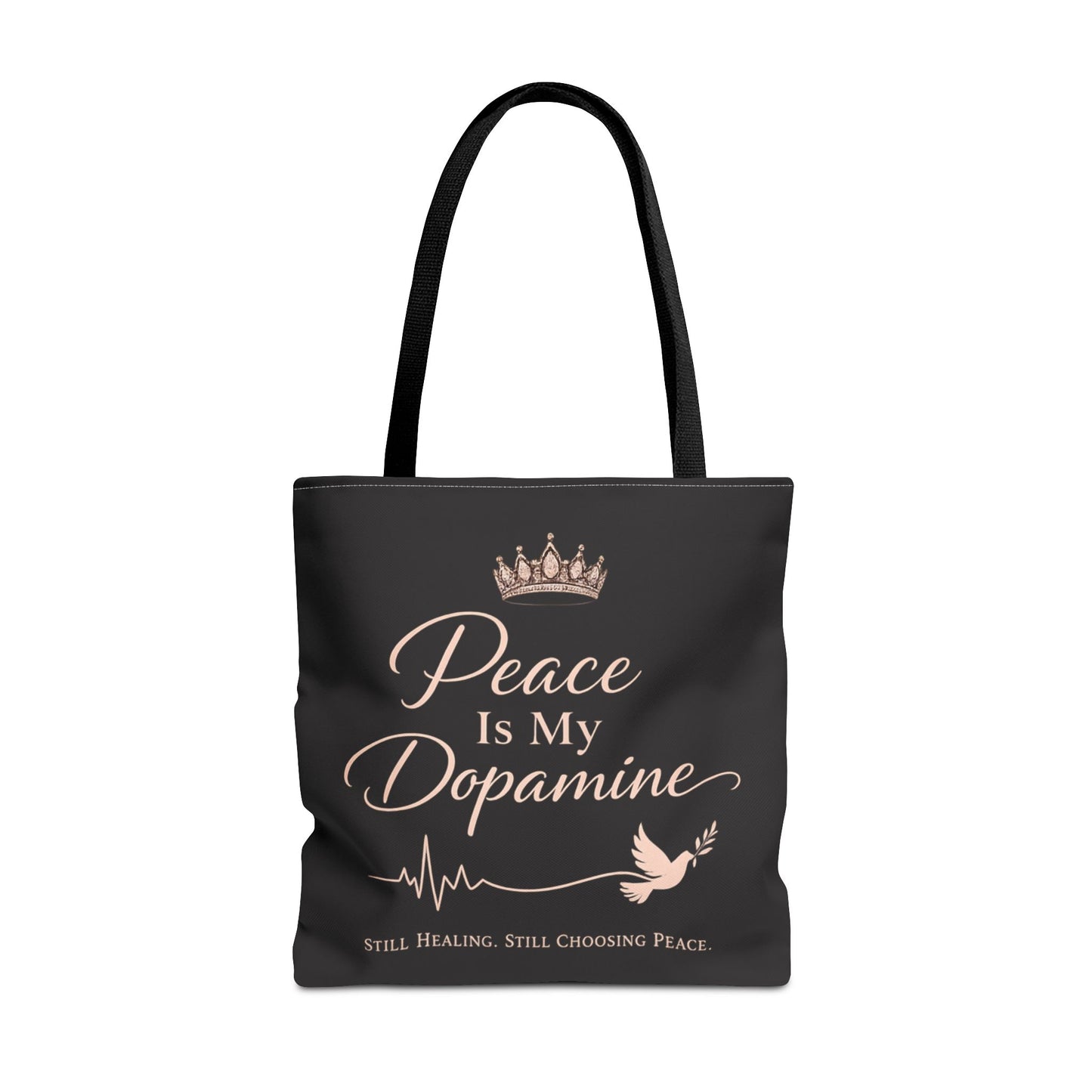 Peace Is My Dopamine Tote Bag — Inspirational Healing Canvas Tote