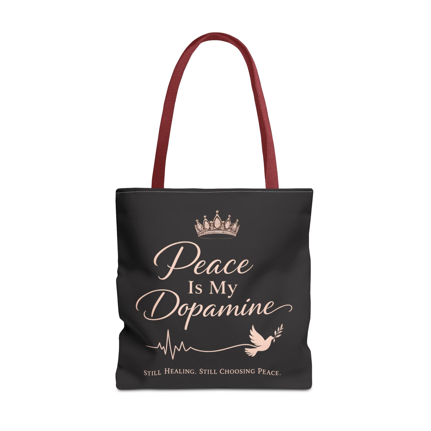 Peace Is My Dopamine Tote Bag — Inspirational Healing Canvas Tote