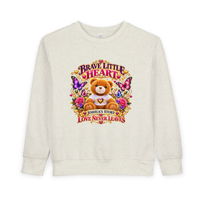 Brave Little Heart Toddler Sweatshirt – Personalized Bear & Butterflies “Love Never Leaves”