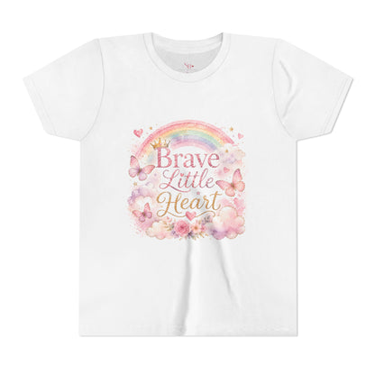 Brave Little Heart Youth Tee — Rainbow Butterflies Floral Kids Shirt