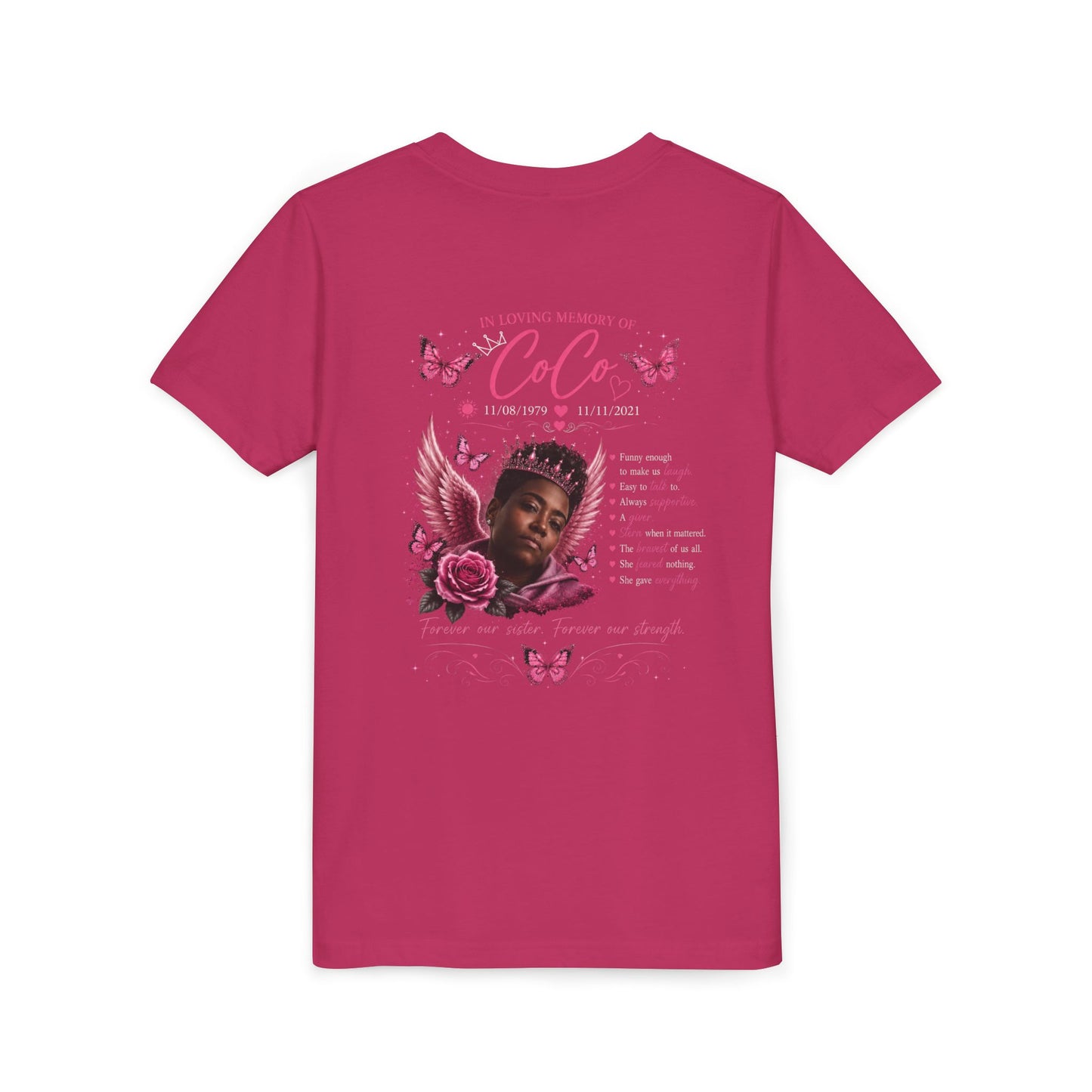 Youth Tee — "Still Healing" Memorial Shirt with Pink Ribbon & Photo Tribute