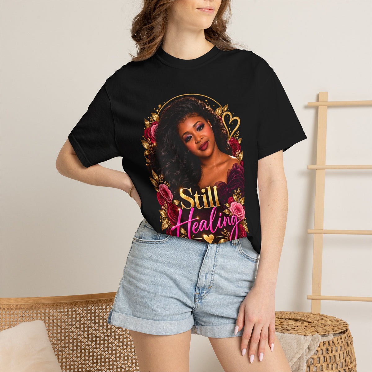 Still Healing T-Shirt — Floral Portrait Inspirational Tee