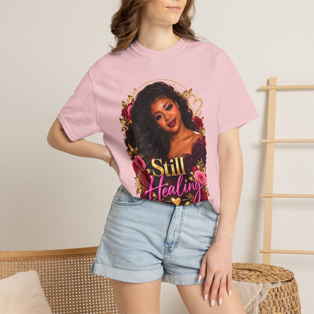 Still Healing T-Shirt — Floral Portrait Inspirational Tee