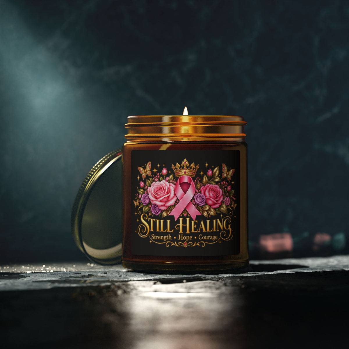 Still Healing Coconut Apricot Scented Candle (4oz/9oz) — Breast Cancer Awareness