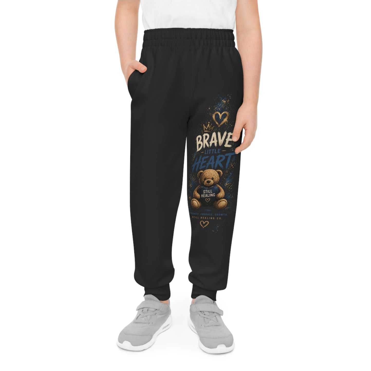 Brave Little Heart Youth Joggers — Teddy Bear Inspirational Sweatpants