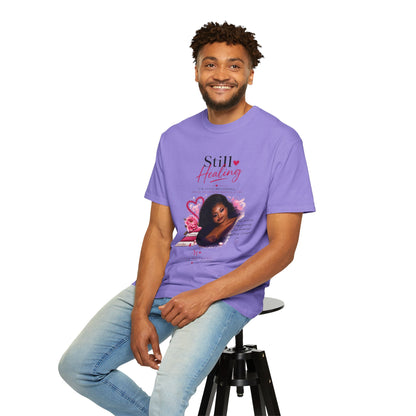 T-Shirt — "Still Healing" Inspirational Recovery Tee (Pink Floral)