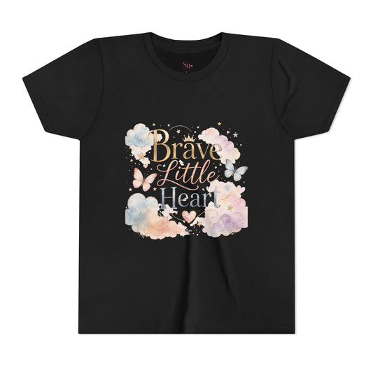 Youth Tee — "Brave Little Heart" Watercolor Butterfly Kids Shirt