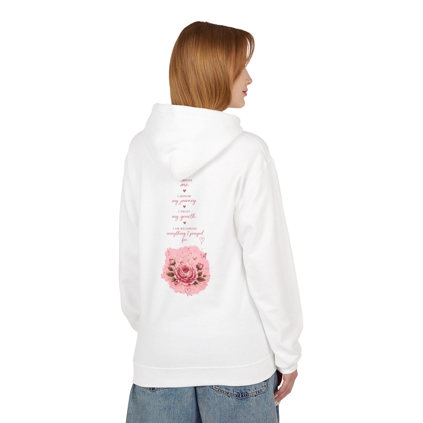 Hoodie — Pink Rose Watercolor Quote Pullover