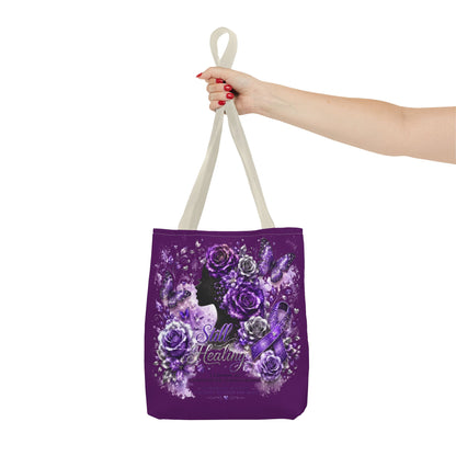 Tote Bag — Purple Silent Healing Floral Ribbon Design