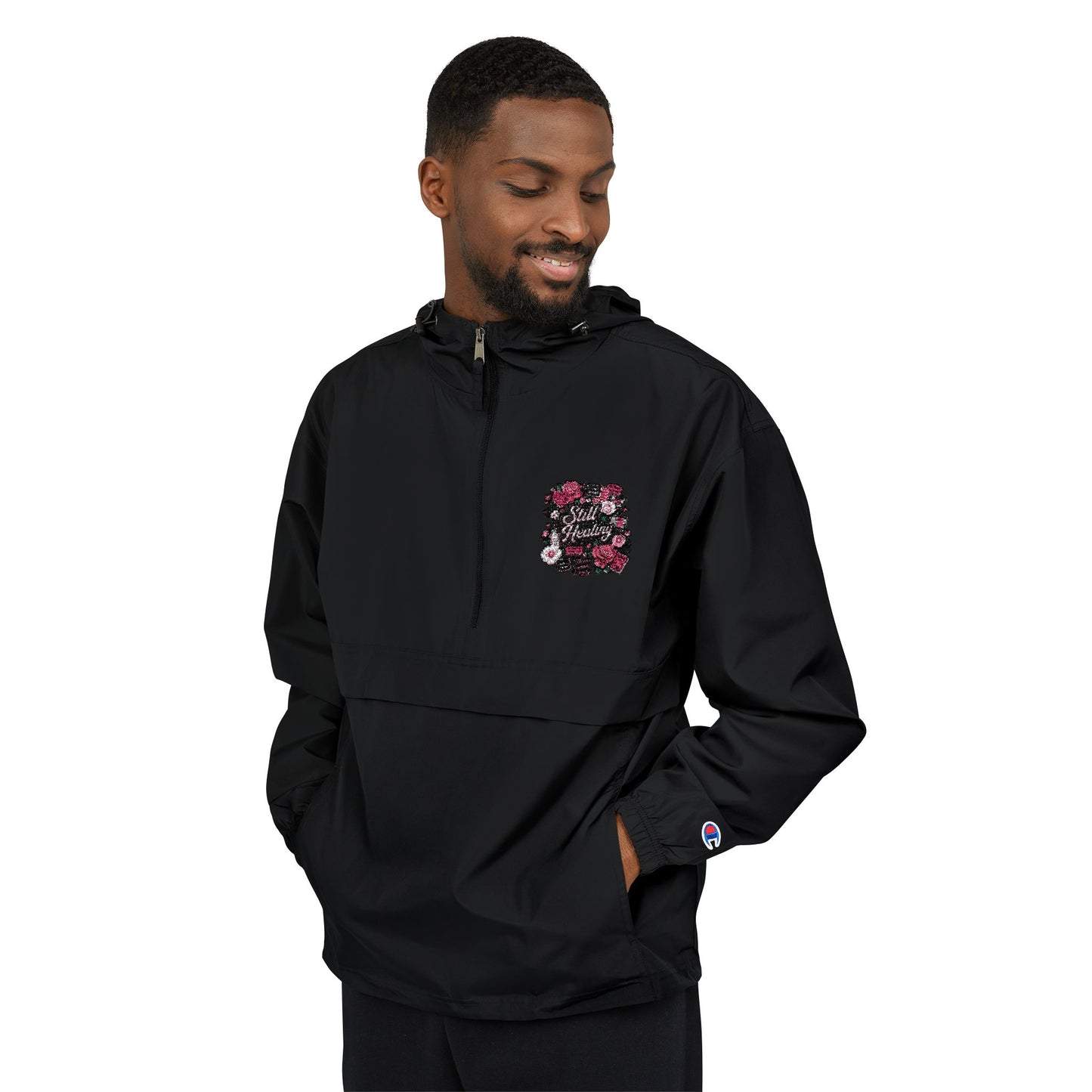 Anorak Jacket — Floral Skull Graphic Packable Windbreaker