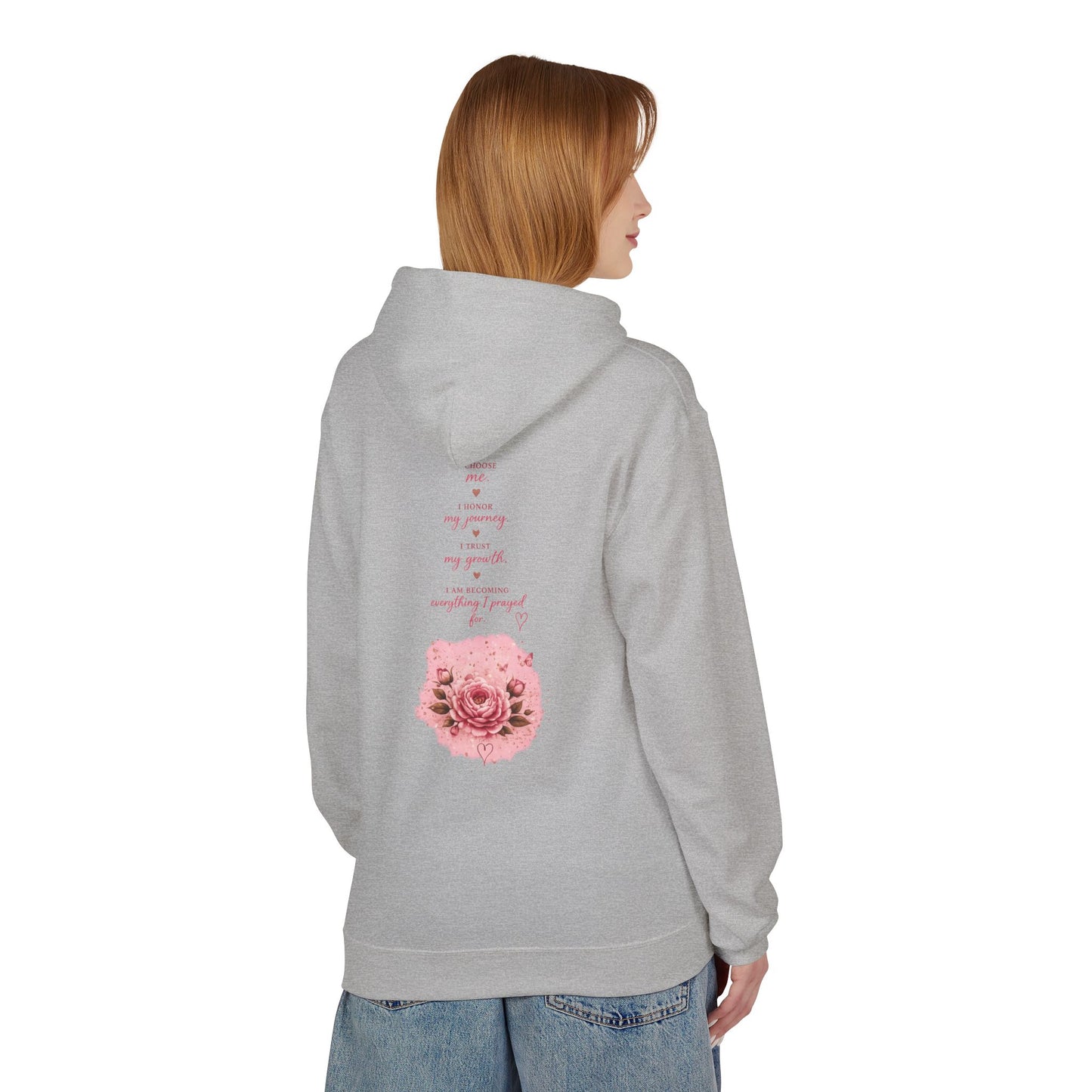 Hoodie — Pink Rose Watercolor Quote Pullover