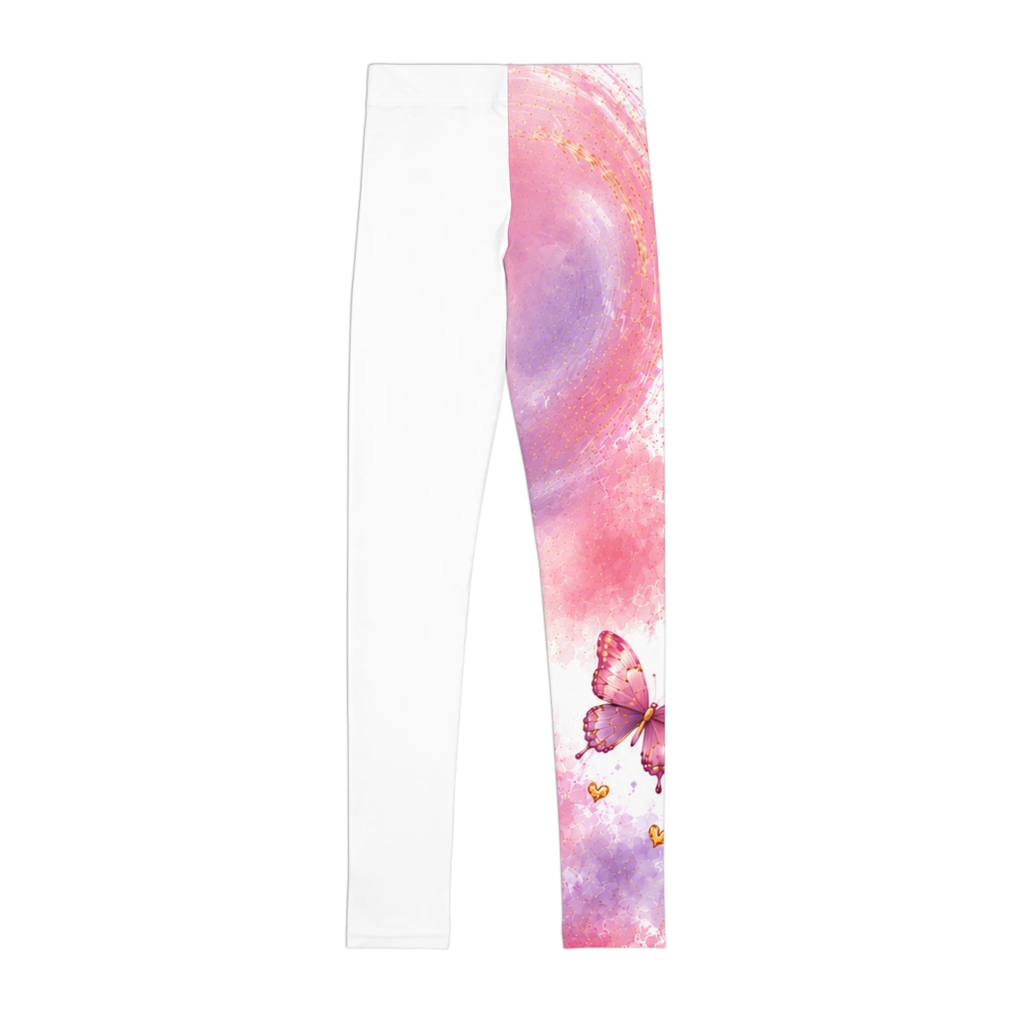 Youth Leggings - 'Brave Heart' Pink Teddy & Butterfly All-Over Print