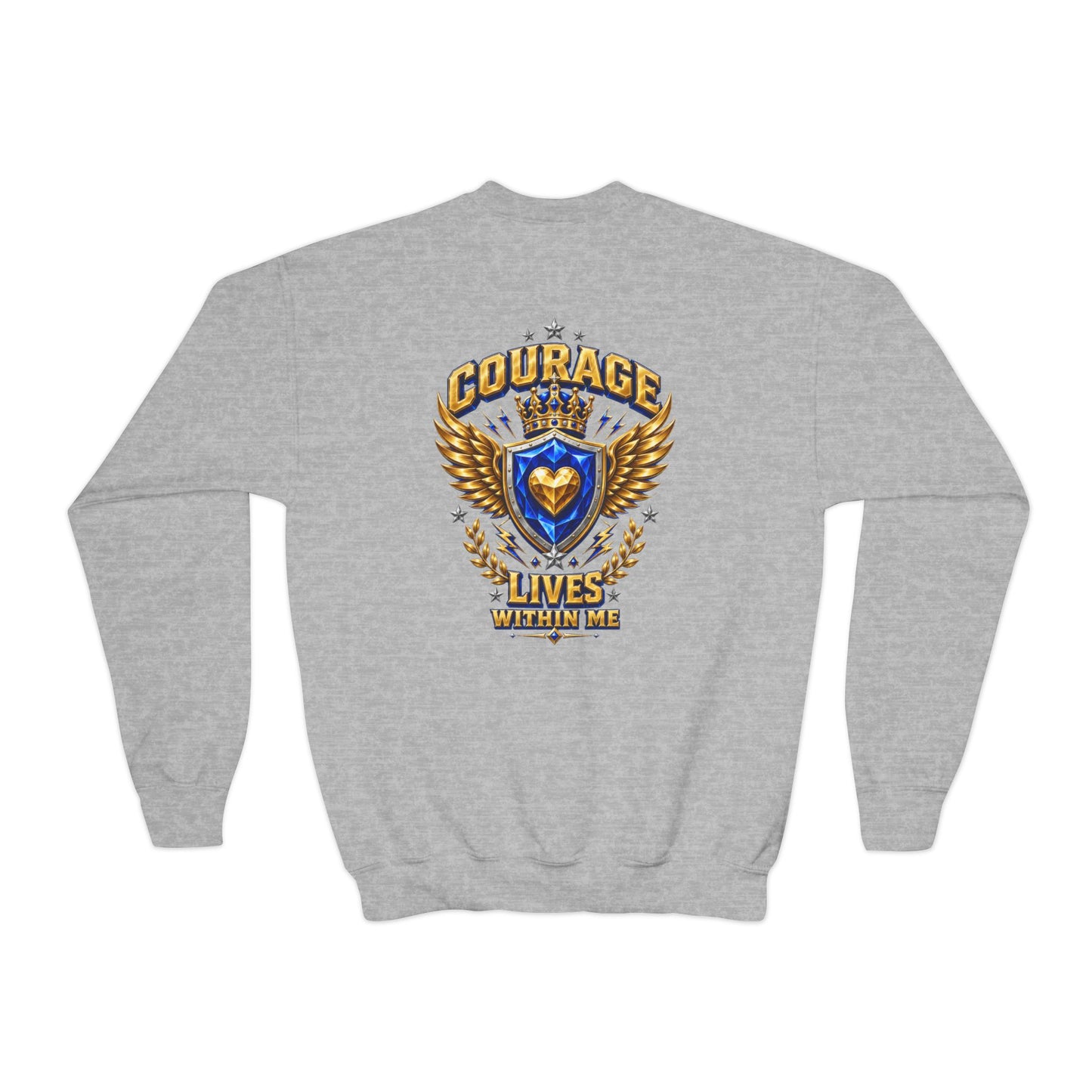 Brave Little Hearts Youth Sweatshirt — Courage Lives Within Me Crewneck