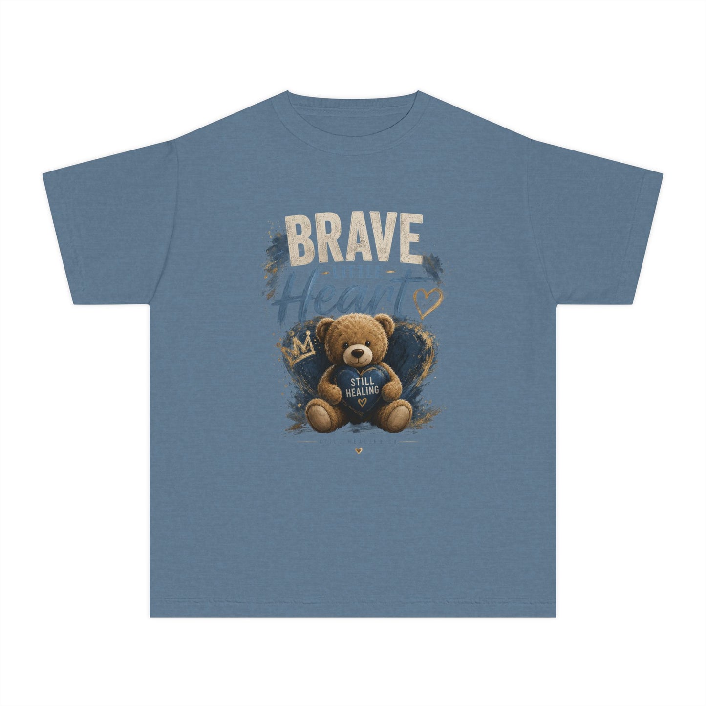 Youth Tee — "Brave Little Heart" Teddy Bear Inspirational Kids Shirt