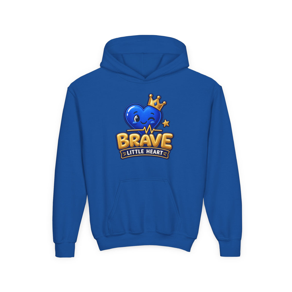 Youth Hoodie - "Brave Little Heart" Cute Blue Whale Crown Design