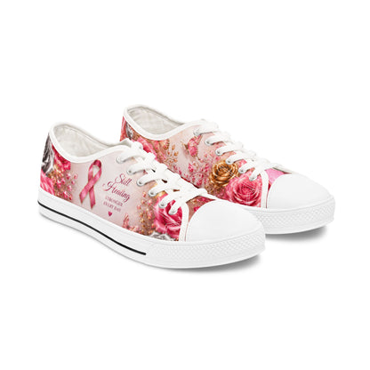Breast Cancer Awareness Floral Low Top Sneakers — Pink Ribbon Tribute