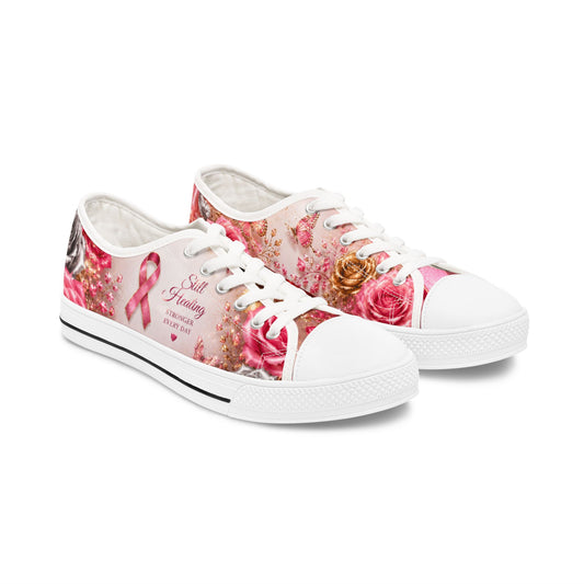 Breast Cancer Awareness Floral Low Top Sneakers — Pink Ribbon Tribute