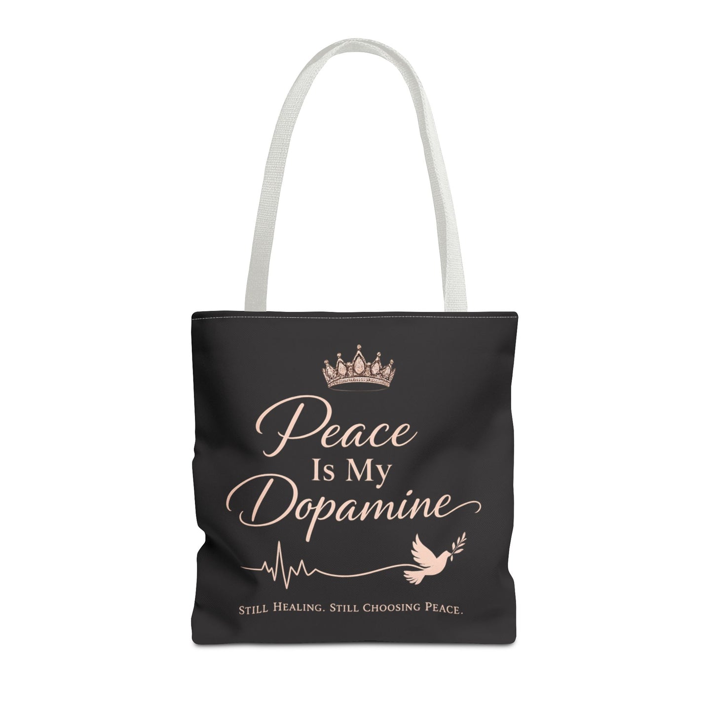 Peace Is My Dopamine Tote Bag — Inspirational Healing Canvas Tote