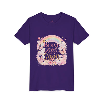 Brave Little Heart Youth Tee — Rainbow Butterflies Floral Kids Shirt