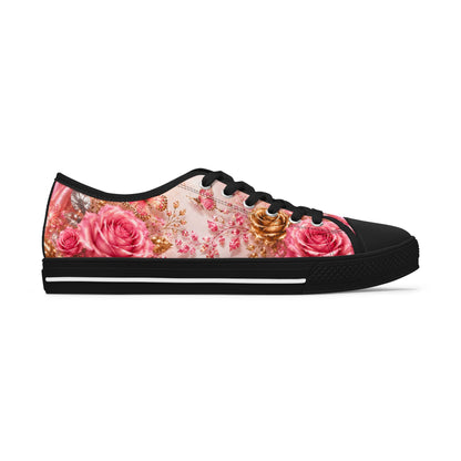 Breast Cancer Awareness Floral Low Top Sneakers — Pink Ribbon Tribute